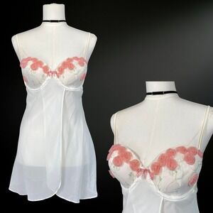 Delicates Womens Babydoll Cami Top Size L Coquette Fairy Sheer Romantic Feminine